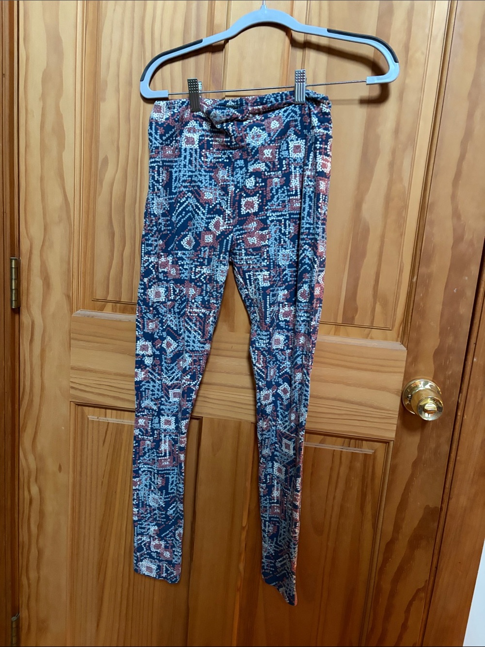 LulaRoe Printed Stretch Leggings - Blue & Rust